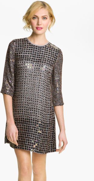 French Connection Embellished Shift Dress in Blue - Lyst