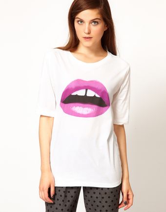 Markus Lupfer Lara Lips Tee in Boyfriend Fit - Lyst