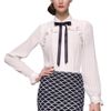 Oscar De La Renta Long Sleeve Tie Blouse in Beige (ivory) - Lyst