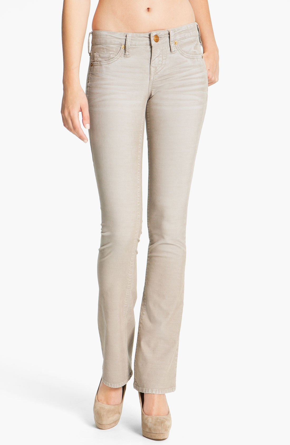 True Religion Becky Bootcut Corduroy Pants in Gray (stone) Lyst