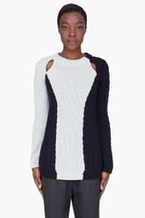 3.1 Phillip Lim Ivory Combo Cable Knit Sweater