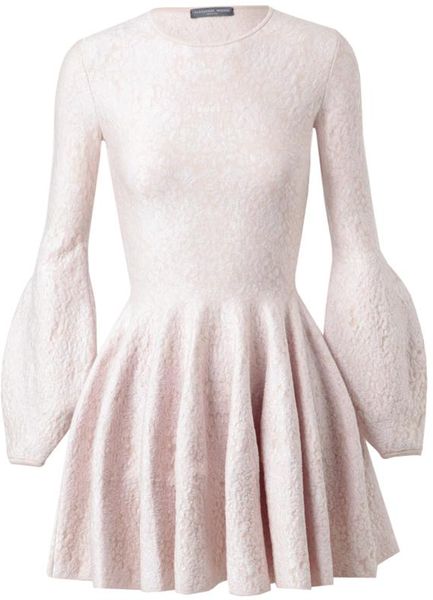 Alexander Mcqueen Floral Brocade Silk Wool Knit Dress in Pink - Lyst