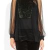 Gucci Pailletteembellished Tulle Blouse in Black - Lyst