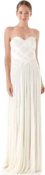 J. Mendel Strapless Woven Gown in White (ivory) - Lyst