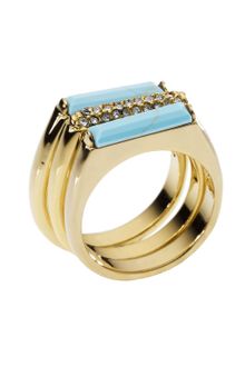 Michael Kors Turquoise Stack Ring with Pave Detail - Lyst