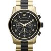 Michael Kors Mens Black and Golden Stainless Steel Runway Chronograph Watch in Black (no color) - Lyst