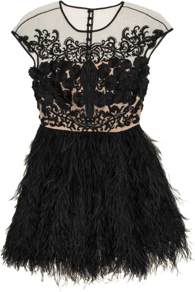 Prabal Gurung Embellished Mesh and Feather Silkorganza Top in Black - Lyst
