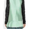 Proenza Schouler Leatherpaneled Silkshantung Dress in Green (mint) - Lyst