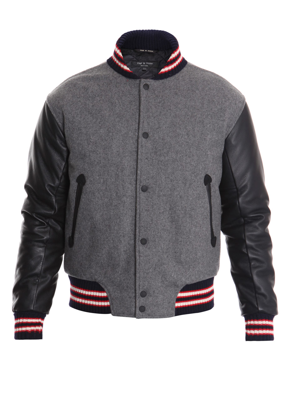 Rag & Bone Wool Bomber Jacket in Gray for Men (grey) Lyst