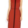 Reed Krakoff Leather Trimmed Twill and Felt Dress in Red - Lyst