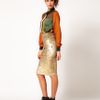 River Island Tula Baroque Velvet Pencil Skirt in Animal (gold) - Lyst
