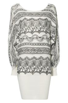Jane Norman Cream Lace Print Jumper Dress - Lyst