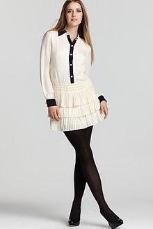 Catherine Malandrino Long Sleeve Shirt Dress with Pleated Tier Skirt - Lyst