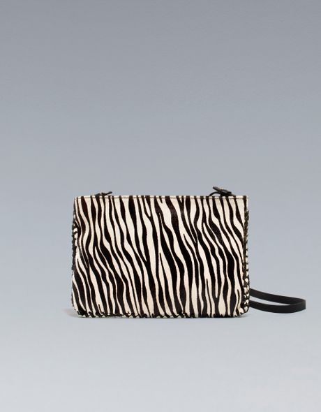 Zara Zebra Clutch with Chain in Animal (two-tone) - Lyst