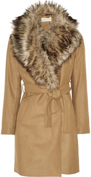 Michael by Michael Kors Detachable Faux Fur Collar Wool-Blend Coat - Lyst