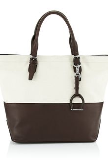 Ralph Lauren Blue Label Canvas and Leather Saddle Tote - Lyst