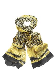 Roberto Cavalli Leopard Print Long Silk Scarf - Lyst