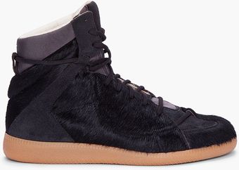 Maison Martin Margiela Black Calfhair Matelasse Sneakers - Lyst
