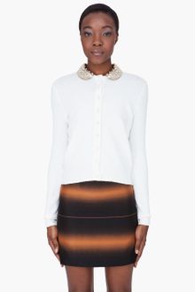 Marc By Marc Jacobs Ivory Leather Collar Mika Cardigan - Lyst