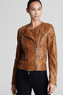 Michael Kors Michael Motorcycle Leather Jacket - Lyst