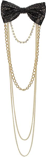 Topshop Bow Chain Drape Brooch - Lyst