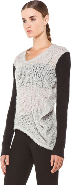 Helmut Lang Plaited Boucle Cowl Sweater in Putty in Gray (putty) | Lyst