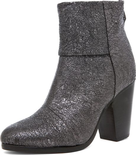 Rag & Bone Classic Newbury Boot in Gunmetal Crinkle in Silver (gunmetal crinkle) - Lyst