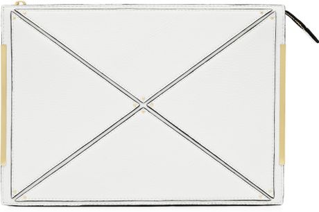 Reiss Zip Top Panelled Clutch in White - Lyst