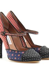 Tabitha Simmons Contrast Foulard Print Silk Maryjanes