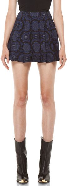 Versus  Pleated Mini Skirt in Midnight - Lyst