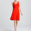 Zac Posen Crepe Dress V Neck Pleated in Red (tokyo red) - Lyst