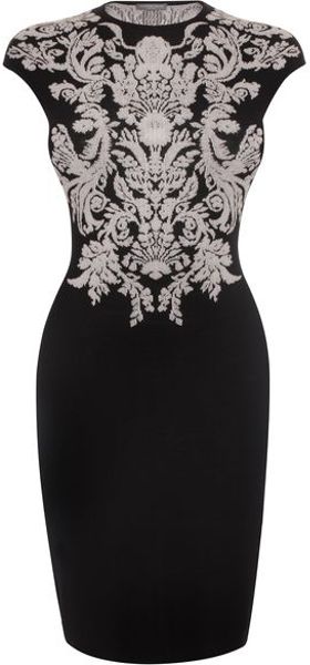 Alexander McQueen  Black Fil-Coupe Floral Jacquard Mini Dress - Lyst