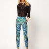 Asos Collection Asos Crop Trousers in Floral Print in Blue (greenprint) - Lyst