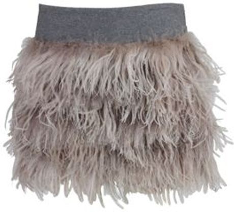 Brunello Cucinelli Feather Mini Skirt in Beige (mauvc078) - Lyst
