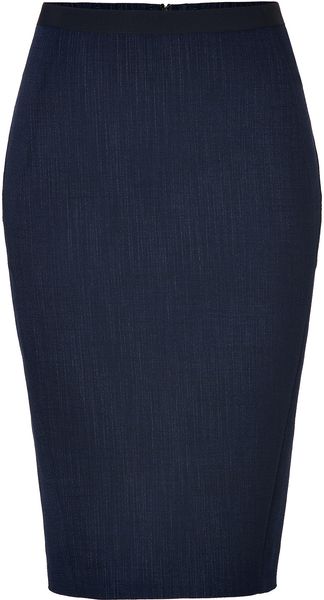 Donna Karan New York Dark Navy Woolblend Pencil Skirt - Lyst