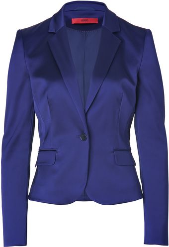 Hugo Dark Purple Satin Afiraly One Button Jacket - Lyst