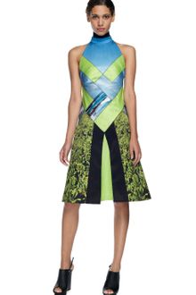 Proenza Schouler Ss Ocean Scene Print Sleeveless Diamond Halter Inverted Pleat Dress - Lyst