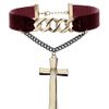 Topshop Velvet Cross Choker Necklace in Purple (burgundy) - Lyst