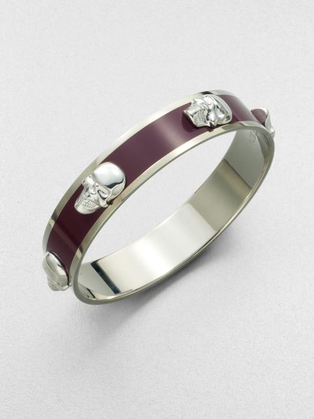 Alexander Mcqueen 3D Skull Bangle Bracelet in Silver (darkcherry) - Lyst