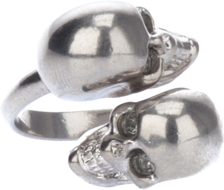Alexander Mcqueen Twin Skull Ring in Silver - Lyst