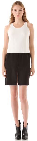 Alexander Wang Exposed Seam Tank Dress in White (black) - Lyst