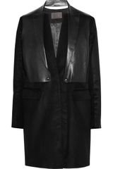 Alexander Wang Leatherpaneled Brushedsateen Coat