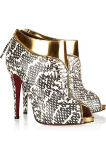 Christian Louboutin Col Zippe 120 Leather and Python Ankle Boots - Lyst