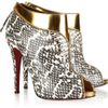 Christian Louboutin  Leather and Water Snake Ankle Boots in Gold (snake) - Lyst