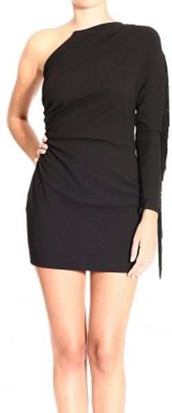 Frankie Morello One Shoulder Fringes Dress - Lyst