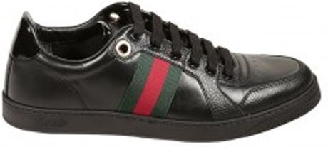 Gucci Low Tail Leather Web Sneakers in Black for Men (white) - Lyst