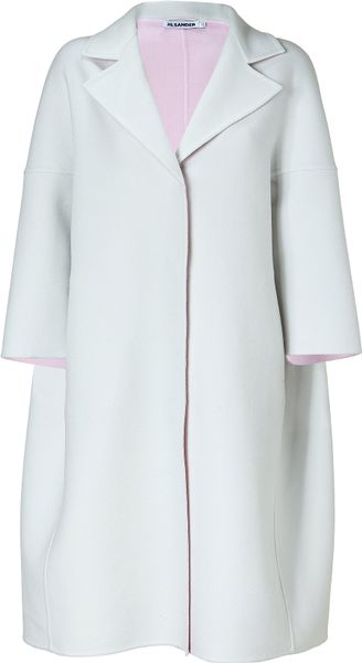 Jil Sander Chalk Cashmere Oversized Coat in White (chalk) - Lyst