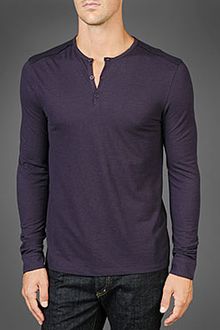 John Varvatos Long Sleeve Henley - Lyst