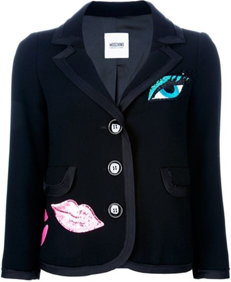 Moschino Cheap & Chic Lips Detail Blazer in Black - Lyst