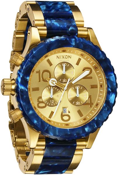 Nixon The 42 20 Chrono Acetate And Gold Watch In Gold For Men Royal Granite Gold Lyst